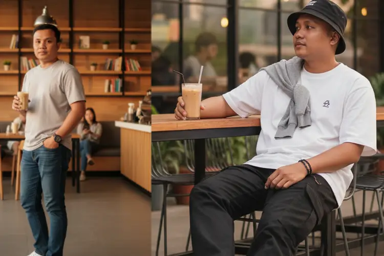 Ilustrasi ngopi di cafe. (Prompt by Jurnalistika)